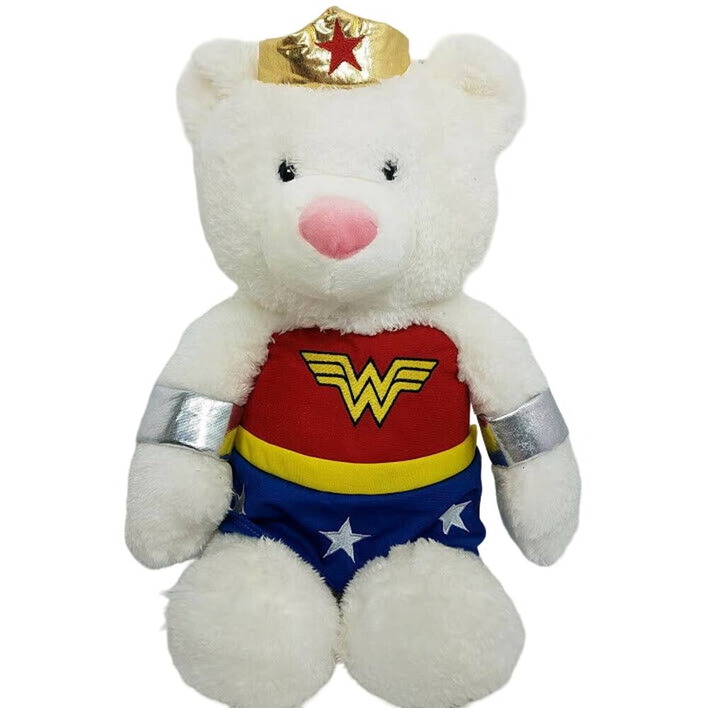 Gund Wonder Woman Stuffed Plush Teddy Bear White 18” DC Comics Pink Nose 2018